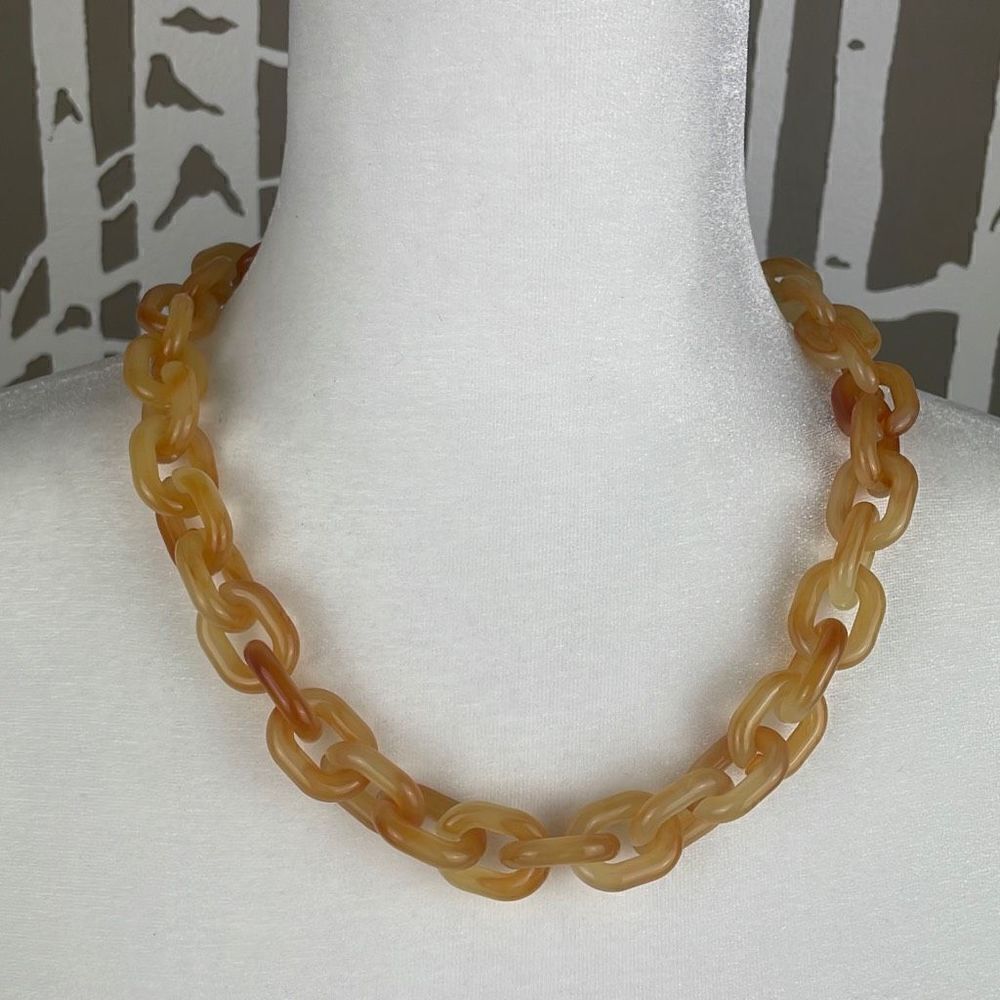 Rush By Denis & Charles Plastic Shades of Amber Chain Link Necklace NEW